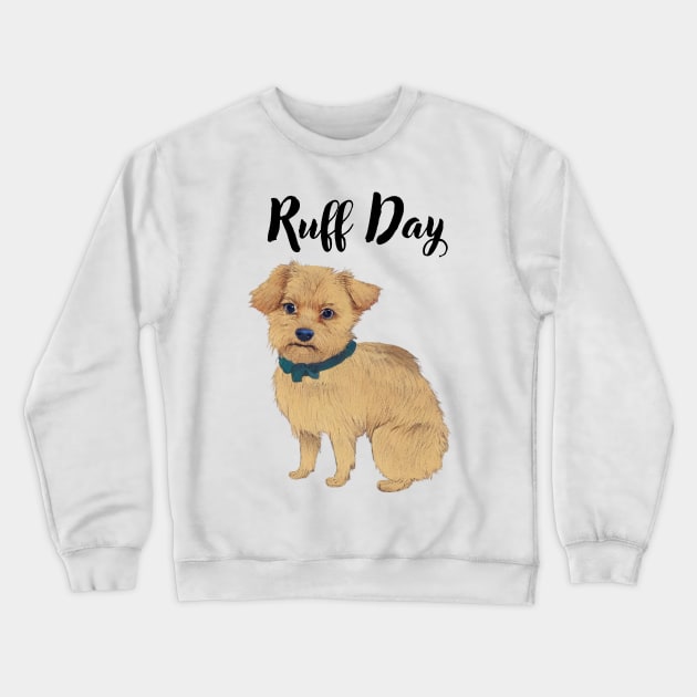 Funny Adorable Cream Norfolk Terrier Dog Having A Rough Day Crewneck Sweatshirt by Mochabonk